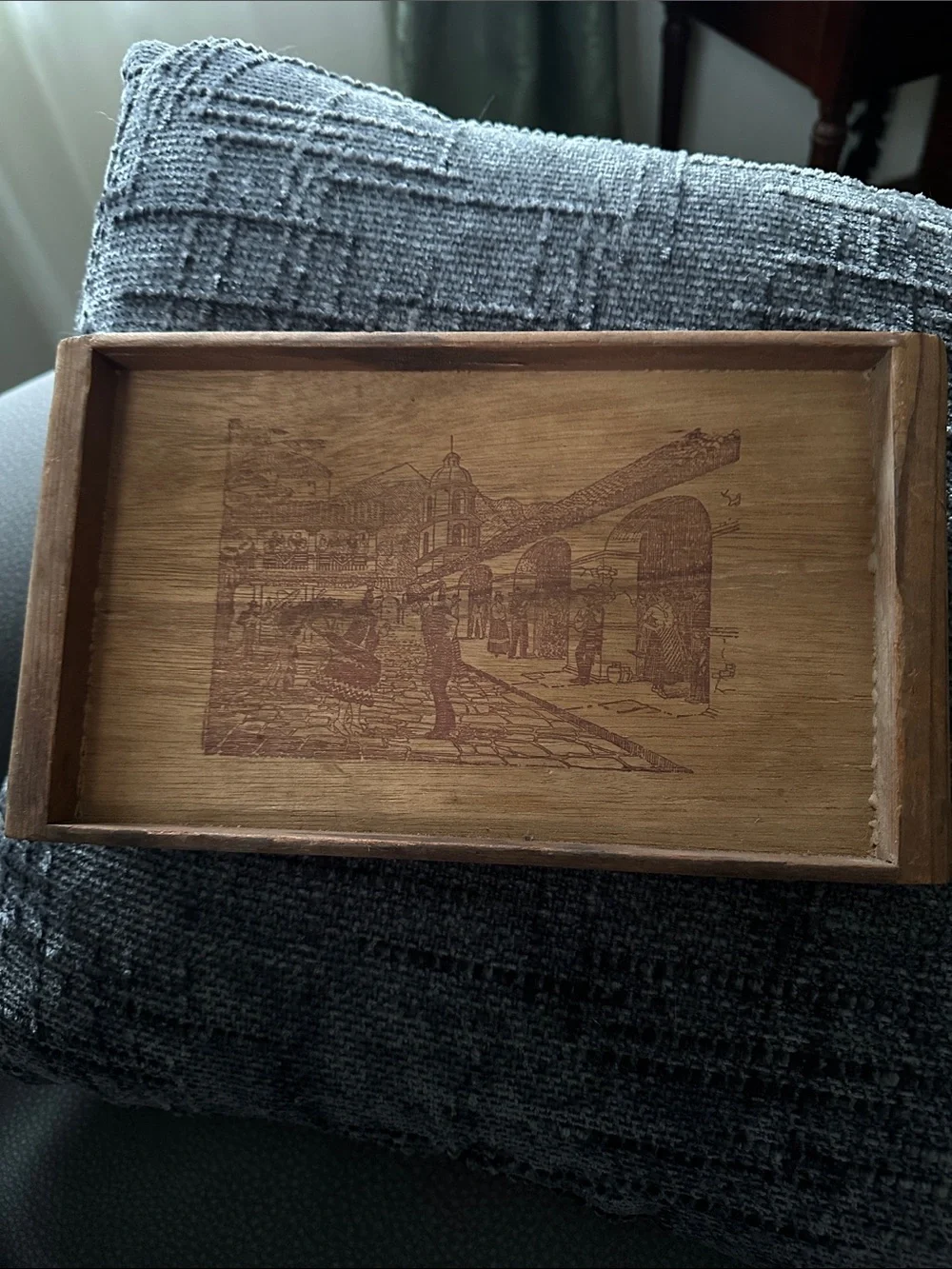 Vtg California Redwood Tray San Gabriel Fiesta 14
